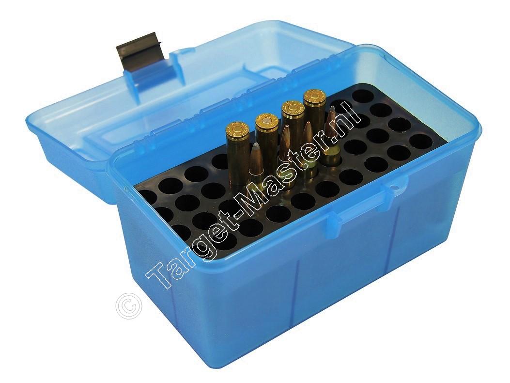 MTM H50XL DELUXE Ammo Box CLEAR BLUE content 50